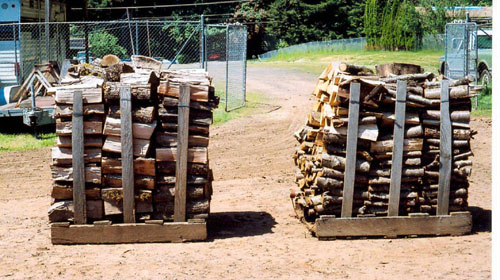 Two pallets of our Camas, Washington firewood makes one cord
